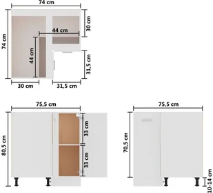 vidaXL Szafka narożna, wysoki połysk, biała, 75,5x75,5x80,5 cm, płyta - Szafki kuchenne - miniaturka - grafika 10