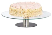 Tace i patery - Relaxdays obrotowy talerz na tort z podstawą, szklany blat do dekoracji, patera na tort do ciasta, 30 cm, przezroczysty 10022287 - miniaturka - grafika 1