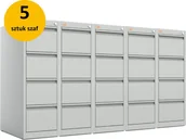 Szafy biurowe - Kart-Map 5 szaf kartotekowych KOP/4-1 B5 RAL 7035 z 4 szufladami 1-rzędowymi KOP/4-1 5 sztuk - miniaturka - grafika 1