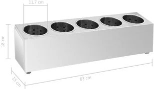 vidaXL Pojemnik na sztućce, 5 przegród, prostokątny, stal nierdzewna vidaXL - Akcesoria do sztućców - miniaturka - grafika 8