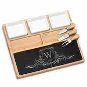 Deski do krojenia - Murrano Kamienna deska z akcesoriami do serwowania przekąsek z grawerowanym DSK-SER-KAM-004 - miniaturka - grafika 1