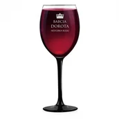 Dzień Babci i Dzień Dziadka - Murrano Kieliszek grawerowany do wina z czarną nóżką onyx dla babci SKI-ONYX-007 - miniaturka - grafika 1