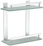 Półki łazienkowe - MSV Regał łazienkowy  "tabarca" regał narożny Regał do kabiny prysznicowej z aluminium i szkła  klejenie i wiercenia MS117 - miniaturka - grafika 1