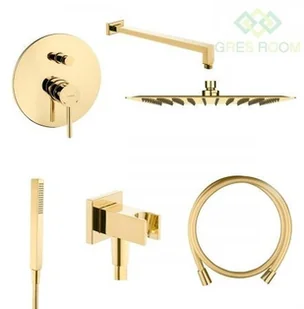 Oltens Zestaw Oltens Molle bateria podtynkowa z deszczownicą 30 cm Vindel (S) i kompletem prysznicowym Sog złoty 36603800 - Baterie podtynkowe - miniaturka - grafika 2