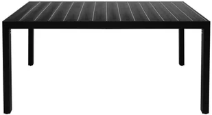 vidaXL Stół ogrodowy, WPC, aluminium, 150 x 90 74 cm, czarny - Stoły ogrodowe - miniaturka - grafika 2