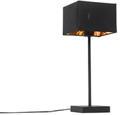 Lampy stojące - QAZQA Nowoczesna lampa stołowa czarny abażur z tkaniny czarny ze złotem - VT 1 - miniaturka - grafika 1