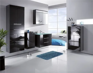 Fackelmann Szafka łazienkowa czarna, 2-drzwiowa, 2 szuflady Kara Antracyt 80922 - Szafki łazienkowe - miniaturka - grafika 2