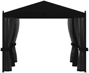 vidaXL Altana ogrodowa z zasłonami z siatki, 3x4 m, antracytowa, stal 48057 - Altany ogrodowe - miniaturka - grafika 4