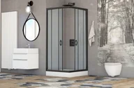Kabiny prysznicowe - Sea Horse Kabina STYLIO kwadratowa 80x80x190 czarny mat szkło transparentne z powłoką CleanGLASS BK501QTK+ - miniaturka - grafika 1