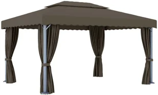 vidaXL Altana z zasłonami i lampkami, 4x3 m, kolor taupe! 3070357 - Altany ogrodowe vidaXL Altana z zasłonami i lampkami, 4x3 m, kolor taupe! 3070357 - Altany ogrodowe - miniaturka - grafika 6