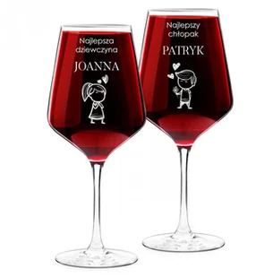 Murrano Kieliszki szklane x2 do wina rubin rozmiar XL z grawerunkiem dla pary 2xSKI-RB-011 - Gadżety dla niej i dla niego - miniaturka - grafika 2