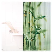 Zasłony prysznicowe - Relaxdays Zasłona prysznicowa  bambusowym designie, poliester, tekstyliów, można prać w temperaturze  °, roślina, materiału, 200 x 180 cm, kurtyna wannowa, zielony 10020754 - miniaturka - grafika 1