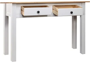 vidaXL Stolik konsola, biały, 100x40x73 cm, lita sosna, seria Panama - Ławy i stoliki kawowe - miniaturka - grafika 3
