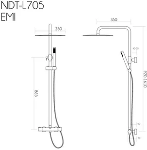 Metal-Hurt EMI czarna NDT-L705B NDT-L705B - Baterie wannowe i prysznicowe - miniaturka - grafika 5