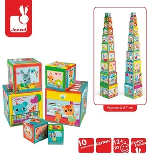 Janod - Piramida Wieża 10 Kostek - Przyjaciele Z Miasta J02762 - Klocki - miniaturka - grafika 2