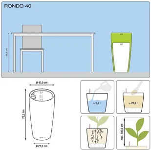 Lechuza Donica Rondo 40 ALL-IN-ONE, taupe, wysoki połysk, 15744 - Donice - miniaturka - grafika 8