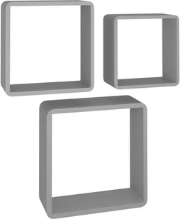 vidaXL vidaXL Półki ścienne kostki, 3 szt., szare, MDF - Półki do salonu - miniaturka - grafika 2