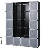 Wieszaki i stojaki - SONGMICS Songmics szafa na ubrania DIY, garderoba, z 2 haczykami, drążkiem, 180 x 145 x 37 cm LPC30H - miniaturka - grafika 1