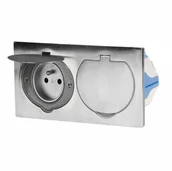 Wyłączniki światła i elektryczne - Orno Hermetyczne gniazdo elektryczne podwójne, IP55 stal nierdzewna, z wiatroszczelną puszką montażową - miniaturka - grafika 1