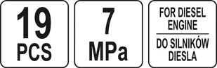Yato MIERNIK CIŚNIENIA SPRĘŻANIA W SILNIKACH DIESLA 19 ELEMENTÓW - Narzędzia warsztatowe - miniaturka - grafika 6