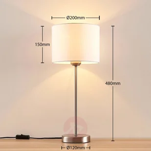 Lampenwelt com Biała lampa stołowa Annatina z kloszem z tkaniny - Lampy stojące - miniaturka - grafika 3