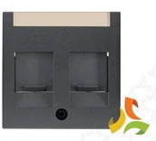Klawisze i ramki - Hager BERKER B.KWADRAT Płytka czołowa do gniazda multimedialnego 2 podwójnego z zasuwami z polem opisowym antracyt mat 11811606 11811606/HAG - miniaturka - grafika 1