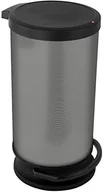 Kosze na śmieci - Rotho kosz na śmieci Paso okrągły, bezwonny kosz na odpady z tworzywa sztucznego o wyglądzie stali szlachetnej (PP), carbon metalik, 30 l ROTHO_1010110273 - miniaturka - grafika 1