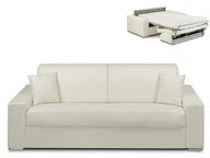 Sofy i kanapy - Vente-Unique 4-osobowa kanapa z ekspresowym mechanizmem rozkładania z materiału skóropodobnego EMIR - Kolor: biały - Miejsce do spania: 160 cm - Materac 14 cm - miniaturka - grafika 1