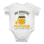 Body dla niemowląt - Jak dorosnę będę pszczelarzem - body dziecięce z nadrukiem - miniaturka - grafika 1