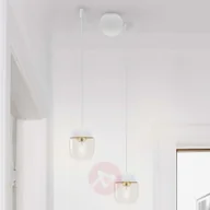 Lampy sufitowe - Vita Copenhagen Lampa wisząca Acorn, 2-punktowa, biel i mosiądz - miniaturka - grafika 1