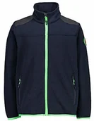 Kurtki i kamizelki sportowe męskie - CMP CMP Chłopięca kurtka polarowa Giacca in Pile Jacquard Knitted Con Patch niebieski czarny i niebieski 98 30H2184 - miniaturka - grafika 1