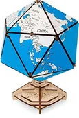 Puzzle - EWA Eco-Wood-Art EWA Eco-Wood-Art - Drewniane puzzle 3D dla młodzieży i dorosłych - globus Icosahedral (niebieski) - zestaw do samodzielnego montażu, bez konieczności użycia kleju - 97 sztuk ICOSAHEDRAL GLOBE (BLUE) - miniaturka - grafika 1
