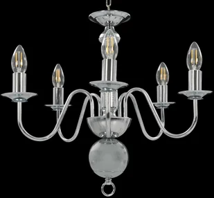 vidaXL Żyrandol, srebrny, 5 żarówek E14 - Lampy sufitowe - miniaturka - grafika 2