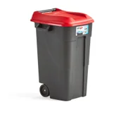 Kosze na śmieci - AJ Produkty Kosz do segregacji LEWIS z pokrywą, 120L, czerwony - miniaturka - grafika 1