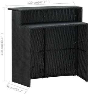 VidaXL Lumarko Ogrodowy stolik barowy, czarny, 120x55x110 cm, polirattan 313468 VidaXL - Stoły ogrodowe - miniaturka - grafika 8