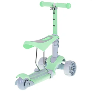 Hulajnoga trójkołowa z siedziskiem balansowa miętowo szara LED KX6625 - Hulajnogi - miniaturka - grafika 6