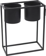 Kwietniki - Kwietnik Metalowy Stojak z donicami UGO 60x50cm czarny loft 05-18 - miniaturka - grafika 1