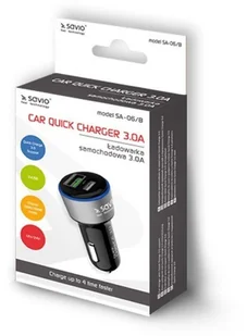 SAVIO SA-06/B Ładowarka samochodowa ze wsparciem Quick Charge 3.0 2xUSB czarny - Ładowarki samochodowe - miniaturka - grafika 5