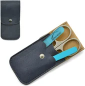 Zestawy do manicure i pedicure - Mont Bleu 3-częściowy zestaw do manicure w miękkim etui ze sztucznej skóry Turquoise MS-047.C6 - miniaturka - grafika 1