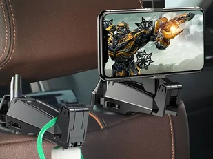 Baseus Uchwyt samochodowy wieszak hak do telefonu 6,5 na zagłówek black SUHZ-A01 - Uchwyty samochodowe do telefonów - miniaturka - grafika 3