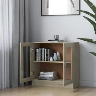 VidaXL Witryna, kolor dąb sonoma, 82,5x30,5x80 cm, płyta wiórowa 802744 VidaXL - Witryny - miniaturka - grafika 3