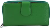 Portfele - Barberini's Kolorowe portfele damskie skórzane - Zielone D-116-38 - miniaturka - grafika 1
