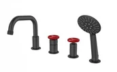 Baterie wannowe i prysznicowe - Metal-Hurt Bateria LOFTEA BLACK+RED wannowa 4-otworowa czarny mat/czerwony BJV403/1B-R1 - miniaturka - grafika 1