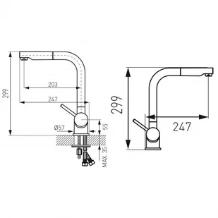 Ferro Bateria TOLEDO zlewozmywakowa z wyc. natr., chrom BTD4PO BTD4PO - Baterie kuchenne - miniaturka - grafika 2