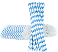 Słomki do napojów - GSG24 Słomki papierowe BIO ekologiczne PAPER STRAWS grube 8/205mm - biało-niebieskie 500szt. - miniaturka - grafika 1