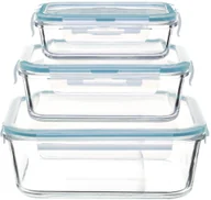 Pojemniki kuchenne - Secret de Gourmet Szklane żaroodporne pojemniki z pokrywką do przechowywania żywności 3 sztuki w zestawie 146593 - miniaturka - grafika 1