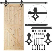 Akcesoria do drzwi - System drzwi przesuwnych 183 cm barn door, prowadnica do 100 kg czarny HA5002 - miniaturka - grafika 1