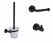 Akcesoria do wc - Omnires MP60110BL+MP60620BL+MP60510BL szczotka toaletowa + uchwyt na papier + haczyk pojedynczy CZARNY MAT - miniaturka - grafika 1