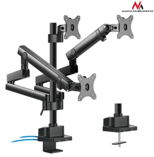 Maclean MC-811 Uchwyt biurkowy 3 monitory LED 2xUSB3.0 17-27&quot 3x7kg VESA 100x100 ! MC-811 - Uchwyty do monitorów - miniaturka - grafika 2