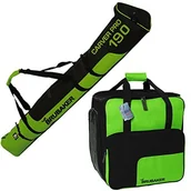 Sporty zimowe - akcesoria - Brubaker BRUBAKER kombi zestaw narciarski kask worek i torba na buty narciarskie dla 1 para butów kije do Ski od  do 190 cm + + + zielona czarna Kombi_340008_340208_GruenSchw190 - miniaturka - grafika 1